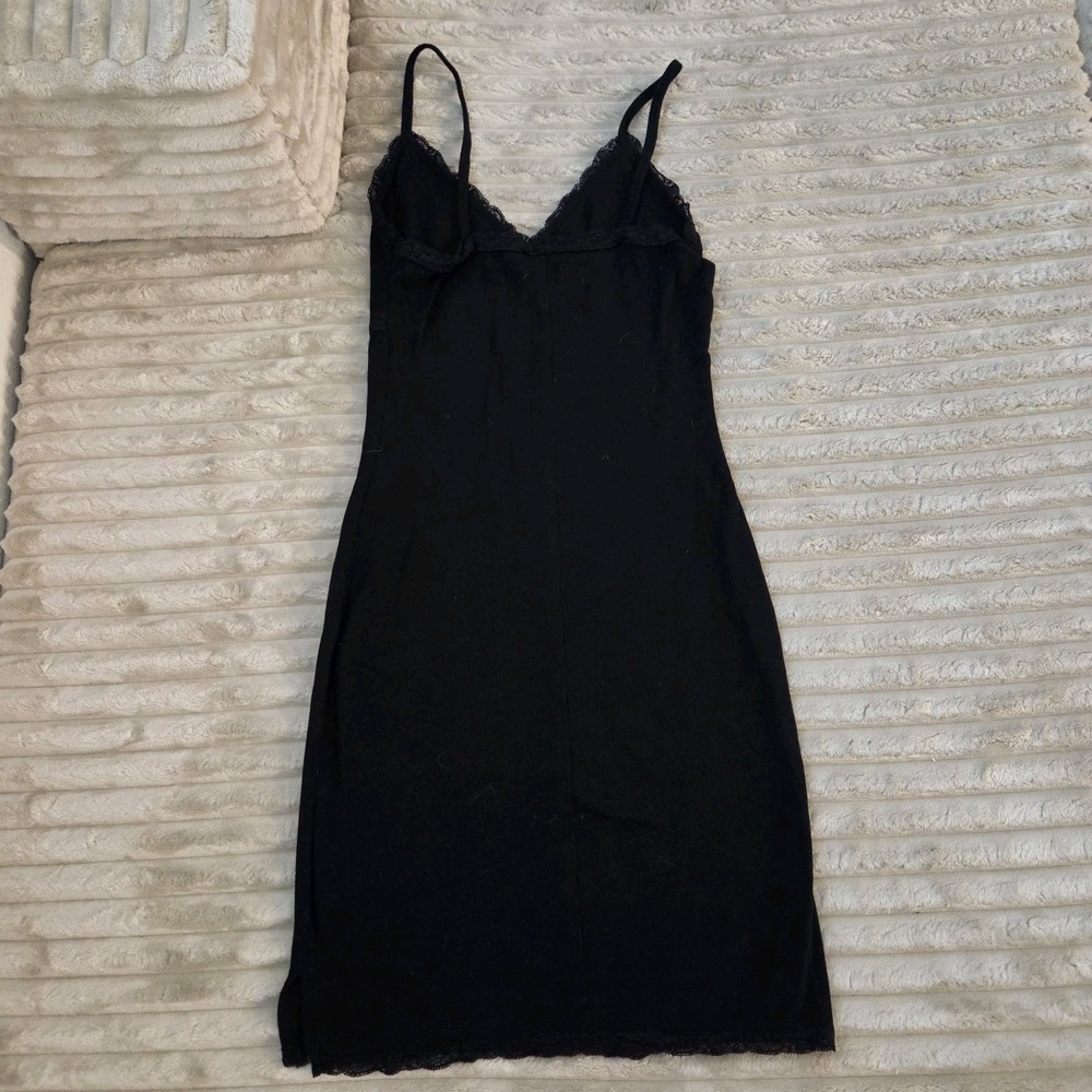 Wild Fable Black Lace Trim Ribbed Cami Mini Dress Y2K Grunge Babydoll Small S - Picture 3 of 11